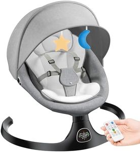 kmaier Electric Baby Swing for Infants, Baby Rocker for Infants with 5 Speeds, 10 Lullabies, Adapter & Battery Operated, Indoor & Outdoor Use, Remote Control, Gray