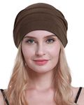 osvyo Cotton Chemo Hats Soft Caps Cancer Headwear for Women Hair Loss Sealed Packaging, Light Coffee, One Size Fits All