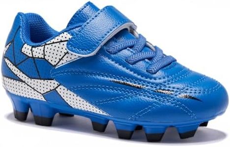LIGVIV Soccer Cleats for Toddlers, Laceless Football Shoes, Outdoor Firm Ground, Little Kids & Big Kids (Blue, Little Kid, 11, Numeric, US Footwear Size System, Medium)