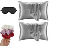 Armoxa Satin Pillowcase Set (2 Pack) with 3 Free Scrunchies for Women's Hairstyles & 1 Sleeping Eye Mask (Couples Set)