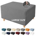 YEMYHOM Ottoman Cover Latest Jacquard Design High Stretch Folding Storage Footstool Protector Rectangle Removable Slipcover (Ottoman Large, Light Gray)