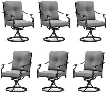 MFSTUDIO Patio Dining Chairs Set of 6, Outdoor Swivel Chairs with Cushions for Lawn Deck Backyard Garden, Metal Frame