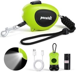 pecute Retractable Dog Leash for Small Pet with Light up to 26lbs