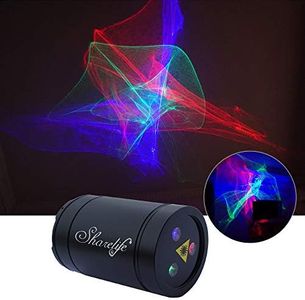 Sharelife Mini DJ Rechargeable Laser Lights, RGB Aurora Effect Projector USB for Home Disco Party Show Outdoor Stage DJ Dance Car Garden Holiday Portable Lights DP4-A-Black