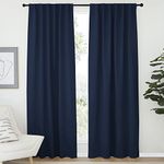 NICETOWN Navy Blue Window Curtain Panels - Energy Saving Back Tab/Rod Pocket Vertical Blinds Blackout Drapes for Hall Room (52 by 84 inches, Set of 2 Panels)