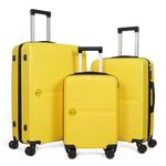 Luggage Set 3 Pieces -Carry on Luggage for Airplanes- Suitcase Set - suitcases for Travelling - Valise de Voyage cabine - PC + ABS Rotating Silent Wheels (3-Piece Set (20/24/28) (3, Yellow)