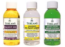 TERLANS Oil Painting Mediums/Odourless Paint Liquid Thinner/Walnut Oil/Oil Brush Cleaner 3x3.38 fl oz (3x100 ml)