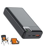 5V 2A 20000mAh Heated Vest Battery Pack Fits for DR.Prepare, KOVNLO, Tidewe, FFraao iHood and Other's Electric Heating Hoodies/Jackets/Coat/Blanket/Chair/Sdadium Seat Cushion - PD20W Fast Recharge