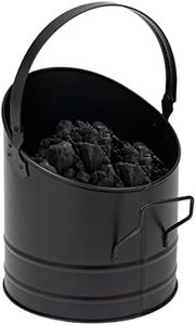 Mind Reader Ash Bucket, 6L (1.5 gal) Capacity, Wood Stove Fireplace Accessories, Metal, 9" L x 9" W x 10.5" H, Large, Black