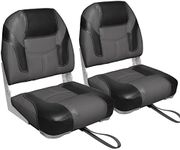 Leader Accessories A Pair of Elite Low/High Back Folding Fishing Boat Seat (2 Seats) (Black/Charcoal)