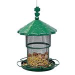 Metal Bird Feeder Tube Hanging Wild Bird Seed Feeder Squirrel Proof Birds Feeder for Outside Decoration, Large Capacity Feeder for Outdoor Garden,Green