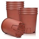 Muzihra 12.4cm Plastic Plant Pot Pack of 5, Root-Control Nursery Seedling Planter Decorative Garden Flower Pot Container Green for Indoor Outdoor Bonsai Plants - Red