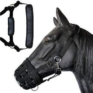 Deluxe Comfort Lined Grazing Muzzle, Heavy Duty Waffle Neoprene with Chin and Neck Pads, (Pony)