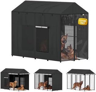 LitaiL Outdoor Dog Kennel Cover - Full Coverage for 8'Dx4'Wx6'H Dog Cages, 1200D Heavy Duty Waterproof Kennel Cover, (Cover Only) Black