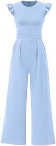 PRETTYGARDEN Cap Sleeve One Piece Jumpsuits for Women,Light Blue,XXL