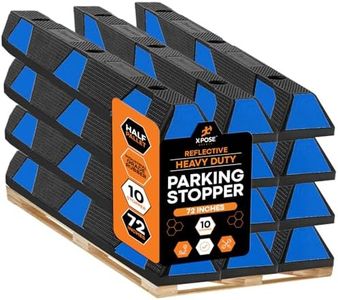 Xpose Safety 72" Heavy Duty Blue Rubber Parking Stopper (10 Pack) – Wheel Stops, Lot Bumpers & Parking Curb for Handicap Parking, Garage, Driveway or Ramp – Car Bumper Stops with Blue Reflective Strip