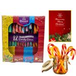 Sweetshop Candy Canes with Christmas Card - 1 x 12 Pack, 4 Assorted Flavors - Christmas Gifts for Kids, Christmas Sweets, Stocking Filler, Secret Santa Gift, Festive Treat, Christmas Tree Decorations