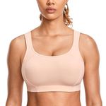 SYROKAN Women's Full Coverage High Impact Lightly Padded Support Wireless Shock Control Sports Bra Marshmallow Pink 36C