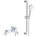 Bath Mixer Taps with Shower Set Modern Bath Taps with Shower Attachment, Single Lever Bath Taps with Shower Head Slider Riser Rail Kit, Bath Shower Mixer Tap System for Bathroom