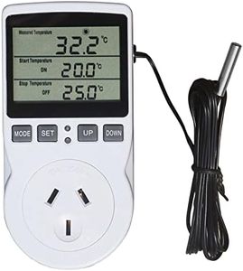 Digital Temperature Controller Thermostat Heating and Cooling Mode Outlet Socket with 1.7m Sensor for Carboy Homebrew Fermenter Greenhouse Terrarium 240V 10A 2400W