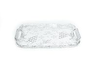 TRISHILA Transparent Unbreakable Plastic Serving Tray, Stylish and Durable Angoori Tray for Dinner, Snacks, Desserts, Fruits, Party Occasions (Transparent)