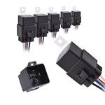 MICTUNING 40/30 Amp Waterproof Relay Harness Set - 12V DC 5-PIN SPDT Bosch Style Automotive Relay with Heavy Duty 16AWG 14AWG Pre-Wired Harness (5 Pack)