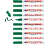 edding 751 paint marker - green - 10 pens - round tip 1-2 mm - paint marker for marking and labelling metal, glass, rocks or plastic - heat-resistant, permanent, smudge-proof and waterproof