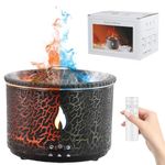 Volcano Air Diffuser, 360ml Jellyfish Mist Flame Diffuser for Bedroom Home, Volcano Humidifier with Premium Flame Lights & Remote Control, Flame Humidifiers Aroma Diffuser, Waterless Auto Shut-Off