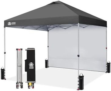 CROWN SHADES 12x12 Pop Up Canopy Tent Instant Commercial with 150D Silver Coated Fabric Including 1 Removable Sidewall, 4 Ropes, 8 Stakes, Weight Bags, STO 'N Go Bag, Grid Grey