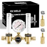 RX WELD Dual Output Argon Regulator Flow Meter Mig Tig 0-60CFH CGA580 Inlet 5/"8 UNF-18RH Outlet