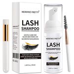 Eyelash Extension Shampoo 50 ml + Brush - Eyelid Foaming Cleanser - Sensitive Paraben & Sulfate Free - Eyelash Wash and Lash Bath for Extensions - Salon Use and Home Care