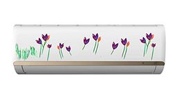 VVWV Violet Flowers Air Conditioner Sticker AC Split Decals for Home Living Office Multicoloured Vinyl Printed Standard Size (for All Models/Sizes/Brands)