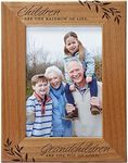 Children are The Rainbow of Life. Grandchildren are The Pot of Gold, Engraved Natural Wood Photo Frame Fits 5x7 Vertical Portrait for Grandparents, Grandparent's Day, Grandma Gifts, Grandpa Gifts