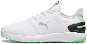 PUMA Men's Ignite Elevate Golf Shoe, White-Fluro Green PES Black, 9.5 UK