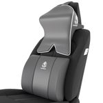 MRRON PROTECH LUMBER Series Memory Foam Neck Rest & Extra Lumbar Support for Car or Office Chair- Memory Foam Back Cushion Support Relive Pain During along Sitting Hours with Neckrest (Grey)