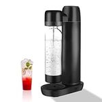 Skyehomo Sparkling Water Maker, Black Cordless Sparkling Water Machine with 1 Litre Reusable BPA-Free PET Water Bottle for Carbonating Automatic Pressure Relief, Compatible with most 60L CO2 Cylinders