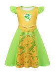 AmzBarley Tiana Costume Kids Girls Costume Princess Dress up Halloween Outifits Clothes Role Play Birthday Party Sets 4-5T