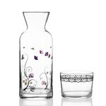 Wrenbury Bedside Water Carafe and Glass Set - 700ml Nightstand Decanter - Ideal for Hydration in Bedroom or Bathroom - Stylish Gothic Design