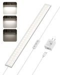 ASOKO Under Cabinet Lighting, Upgrade 16inch LED Closet Light with Dimmable 4500K Daylight White and Memory Function, Plug-in Under Counter Lights for Kitchen/Desk/Shelf/Workbench/Display Case/Room