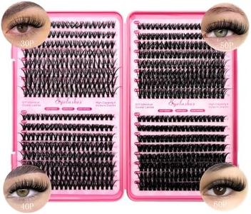 Selawasty Lash Clusters 640pcs Natural Lash Extension Individual Cluster Eyelash Russian Lash Clusters Individual Lashes Eyelash Clusters Natural Look Eyelashes for DIY at Home(9-16MM,30D,40D,50D,60D)