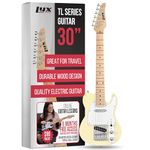 LyxPro 30” Electric Guitar TL Series, Full-Size Paulownia Wood Body, 3-Ply Pickguard, C-Shape Neck, Ashtray Bridge, Quality Gear Tuners, 3-Way Switch & Volume/Tone Controls, 2 Picks Included, White