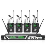 XTUGA Stereo Wireless In Ear Monitor System 2 Channel IEM System, UHF IEM for Stage, Church with 4 Bodypack (SEM200)