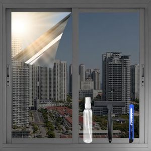 One Way Window Privacy Film with Tools, Heat Control Window Tint for Home, Explosion-Proof Premium PET Material Sun Blocking Anti UV Reflective Window Film, Cosmic Black,41.3 Inch x 16.4 Feet