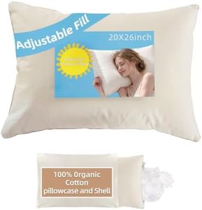 LOFE® Adjustable Organic Pillow 20x26-100% Organic Cotton Pillowcase & Shell, Non-Toxic Pearl Filling, Organic Pillow for Side Sleepers, Neck Pain Relief, Machine Washable, Bedroom&Travel&Couch