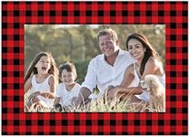 Iconikal Christmas Photo Frame Greeting Cards with Envelopes, Red Buffalo Plaid, 15-Count