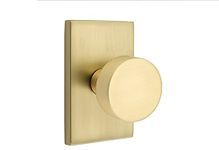 Passage Set, Modern Rectangle Rosette, Modern Round Knob, Satin Brass