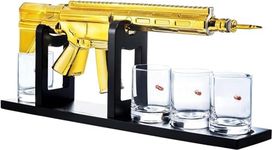 The Wine Savant AR15 Gold Whiskey Decanter Set with 4 Bullet Whiskey Glasses -, Gift for Fathers, Uncles, Sons - Veteran Gifts, Military Gift, Home Bar Gift