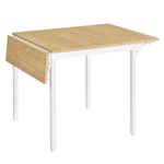 VASAGLE Folding Dining Table, Drop Leaf Extendable, for Small Spaces, Seats 2-4 People, Industrial, 78 x 120 x 76.2 cm, Natural Oak and Cloud White KDT077Y01