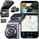 BOTSLAB 4K Dual Dash Cam Front and Rear, STARVIS 2 Sensor, Built in GPS, Voice Control, 24/7 Parking Mode, 5GHz WiFi Dash Camera for Cars, WDR Night Vision, 64GB Card Included