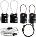 TSA Luggage Locks 4 Pack, Digit Combination Padlockss and Steel Cable Combination Travel Security Lock, Luggage Travel Lock Coded Lock for Suitcases, Baggage Travel Bag, Suit Case, Gym, Bike Locks